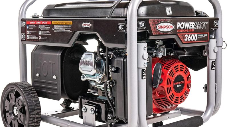 simpson cleaning spg3645 portable gas generator and power station for camping rv home use construction and more 3600 run 10