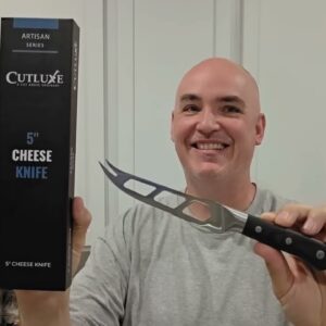 NOT-SHARP HARD-TO-HOLD? 5 Inch Pronged Serrated Cutluxe Cheese Knife Review Unboxing Demo Test