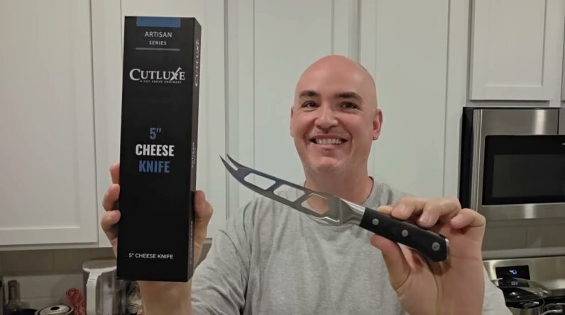 NOT-SHARP HARD-TO-HOLD? 5 Inch Pronged Serrated Cutluxe Cheese Knife Review Unboxing Demo Test