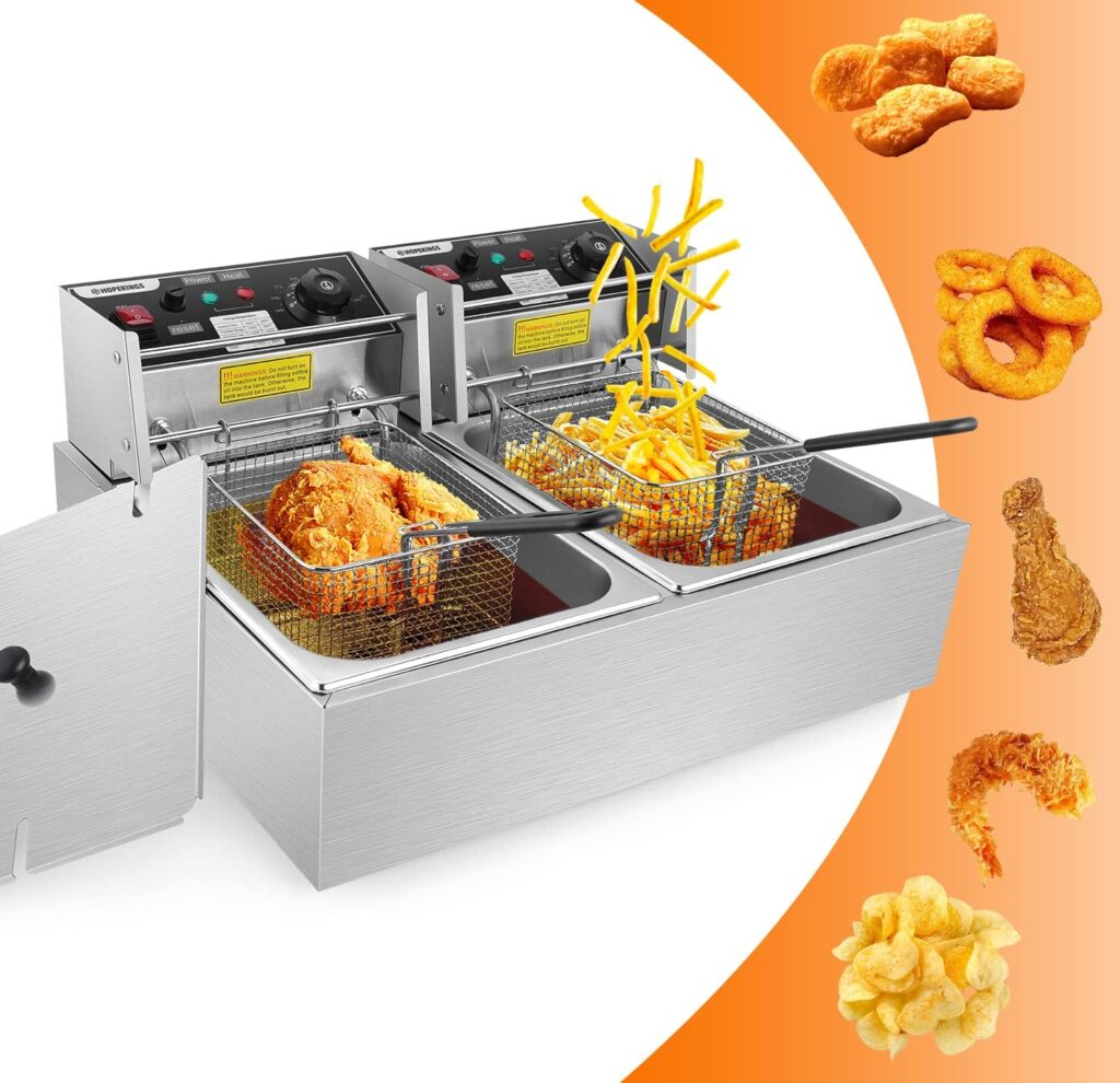 6.34Qt Deep Fryer with Basket for Restaurant or Home Use, Stainless Steel Commercial Countertop Single Tank Oil Frying Pot with Temperature Control  Timer, Perfect for Fried Chicken, Nuggets  Fries 6.34Qt Deep Fryer with Basket for Restaurant or Home Use, Stainless Steel Commercial Countertop Single Tank Oil Frying Pot with Temperature Control  Timer, Perfect for Fried Chicken, Nuggets  Fries