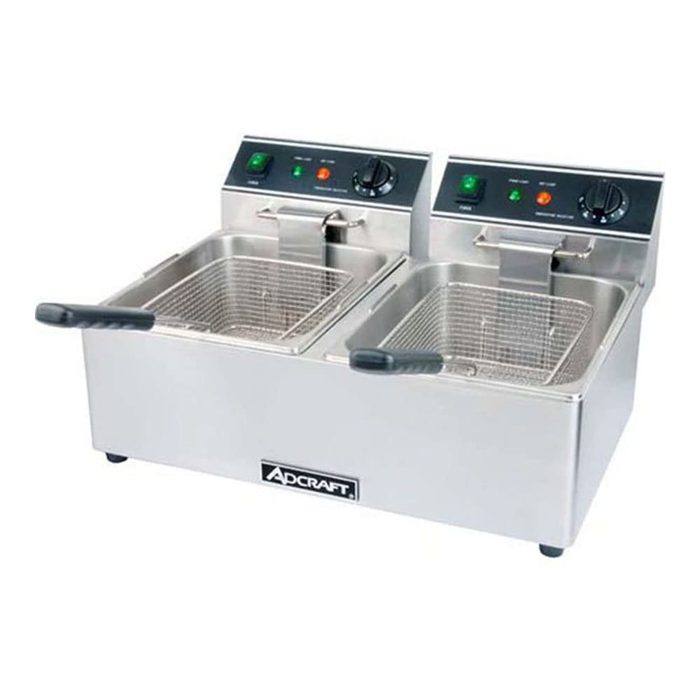 Adcraft DF-6L/2 Electric Countertop Deep Fryer with 30-Pound Double Tank, Stainless Steel, 120v, NSF, Silver Adcraft DF-6L/2 Electric Countertop Deep Fryer with 30-Pound Double Tank, Stainless Steel, 120v, NSF, Silver