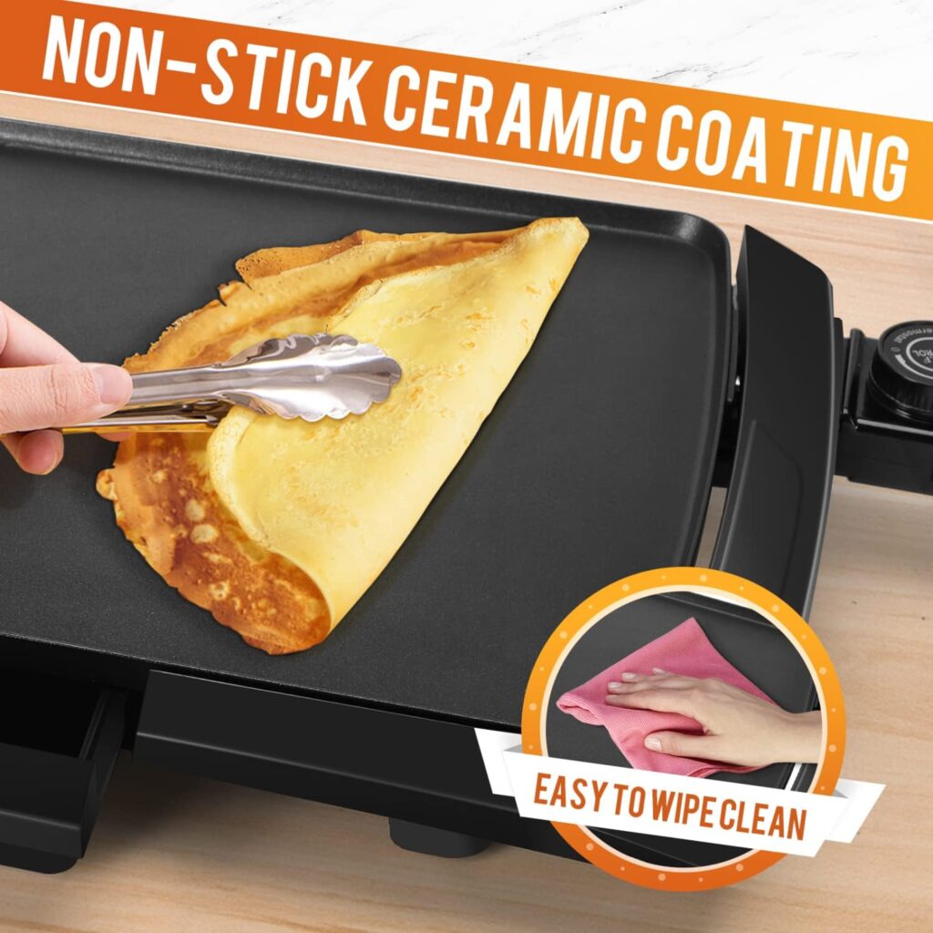 Aigostar Deep Fryer, Electric Griddle Nonstick 1500W Pancake, Deep Fat Fryers with Baskets, 3.2 QT Capacity Oil Frying Pot Temperature Control  View Window, 20” x 10” Family-Sized Home Roast Party