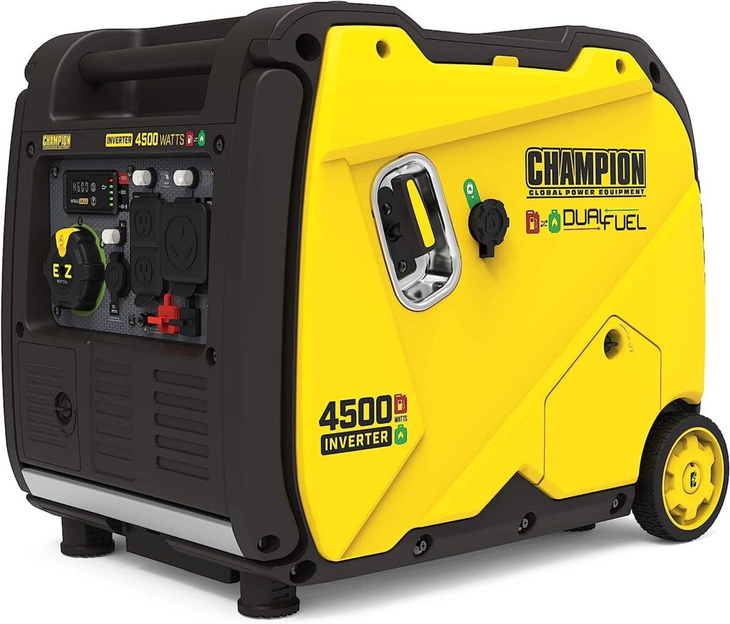 Champion Power Equipment 200988 4500-Watt Dual Fuel RV Ready Portable Inverter Generator, Electric Start Champion Power Equipment 200988 4500-Watt Dual Fuel RV Ready Portable Inverter Generator, Electric Start