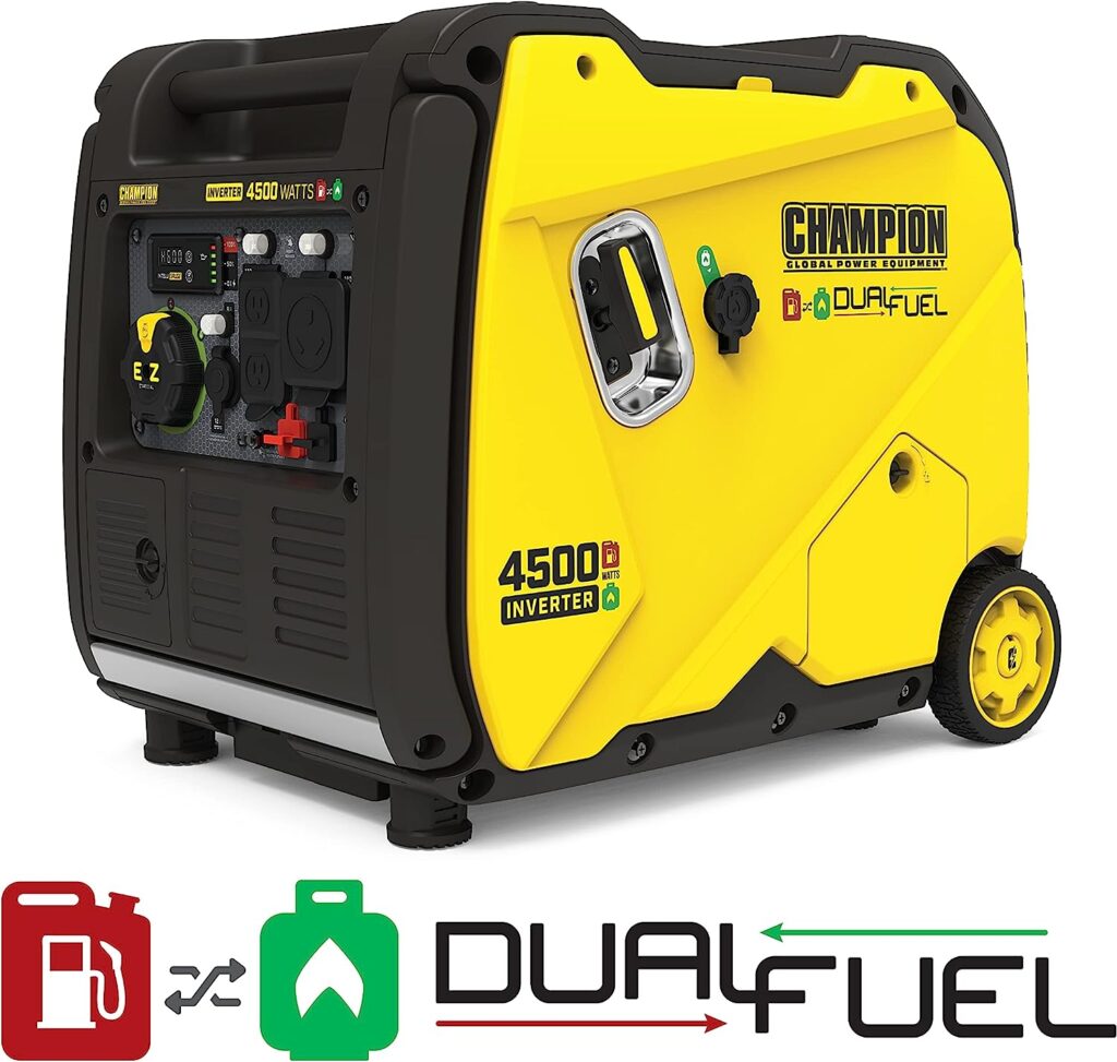 Champion Power Equipment 200988 4500-Watt Dual Fuel RV Ready Portable Inverter Generator, Electric Start Champion Power Equipment 200988 4500-Watt Dual Fuel RV Ready Portable Inverter Generator, Electric Start