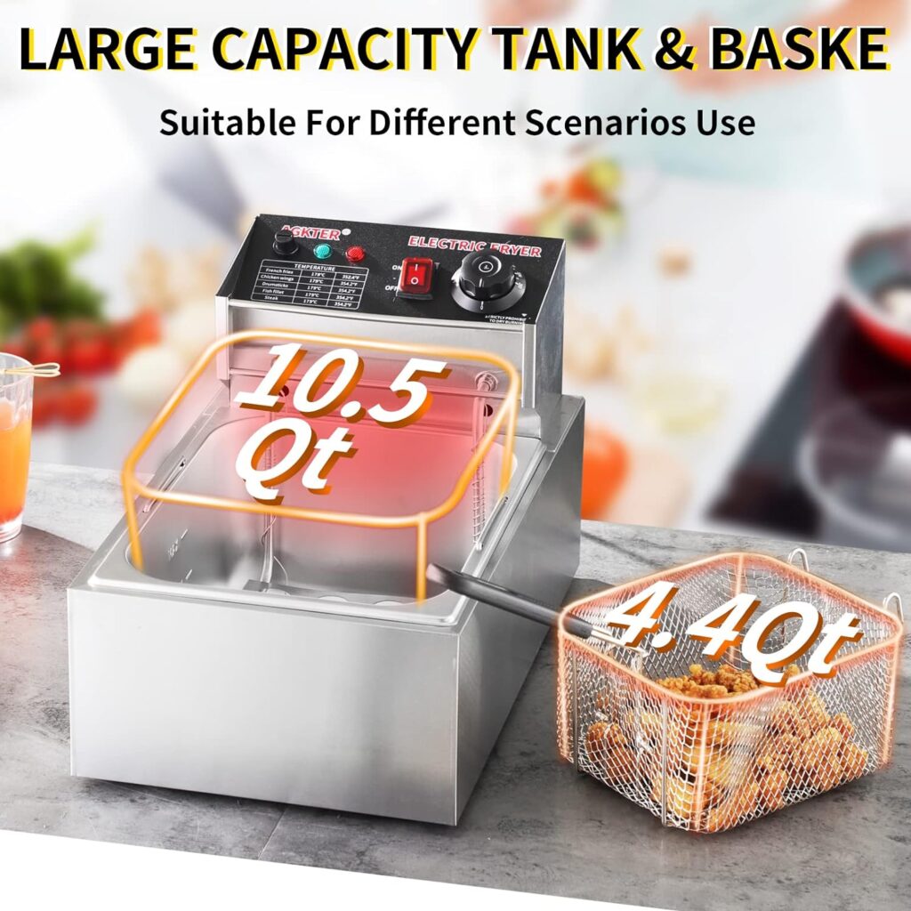 Commercial Electric Deep Fryer, AGKTER, Dual Tank Stainless Steel Deep Fryer with Basket  Lid, Over-Temperature Protection, Ideal for Restaurant and Home Use - 10.5qt+10.5qt, 1500W+1500W, 110V Commercial Electric Deep Fryer, AGKTER, Dual Tank Stainless Steel Deep Fryer with Basket  Lid, Over-Temperature Protection, Ideal for Restaurant and Home Use - 10.5qt+10.5qt, 1500W+1500W, 110V