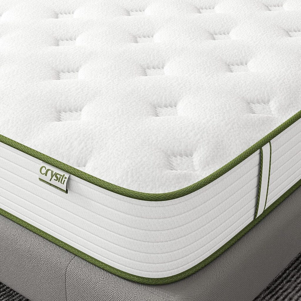 Crystli King Size Mattress 12 Inch Memory Foam Mattress Hybrid Bed Mattress with Wrapped Innersprings CertiPUR-US Certified Medium Firm Bed-in-a-Box Pressure Relieving Supportive King Mattress