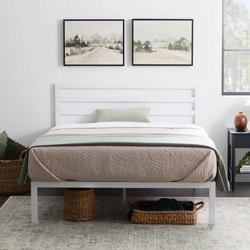 Edenbrook Cassidy Metal Platform Bed and 10 Inch Gel Memory Foam Mattress, White, King Edenbrook Cassidy Metal Platform Bed and 10 Inch Gel Memory Foam Mattress, White, King