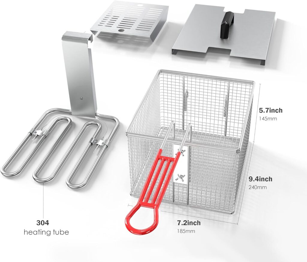 EGGKITPO Deep Fryer 12L Large Electric Fryer with Oil Drain and Timer Deep Fryer with Basket and Lid Stainless Steel Countertop Fryer Commercial Fryer for Restaurant and Home Kitchen 120V 1750W