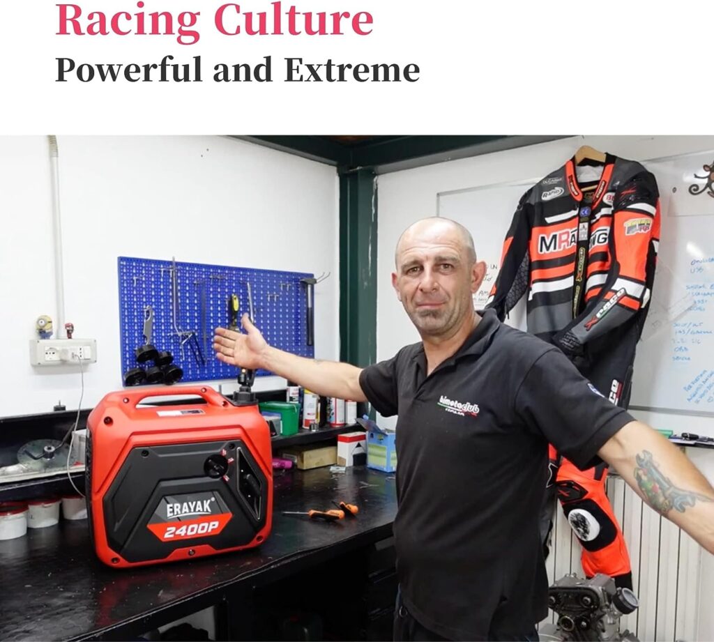 ERAYAK 2400W Portable Inverter Generator Gas-Powered, Ultra-Quiet Gas Engine RV Ready, EPA Compliant, Eco-Mode Feature, CompactUltra Lightweight for Backup Home Use,Tailgating Camping ERAYAK 2400W Portable Inverter Generator Gas-Powered, Ultra-Quiet Gas Engine RV Ready, EPA Compliant, Eco-Mode Feature, CompactUltra Lightweight for Backup Home Use,Tailgating Camping