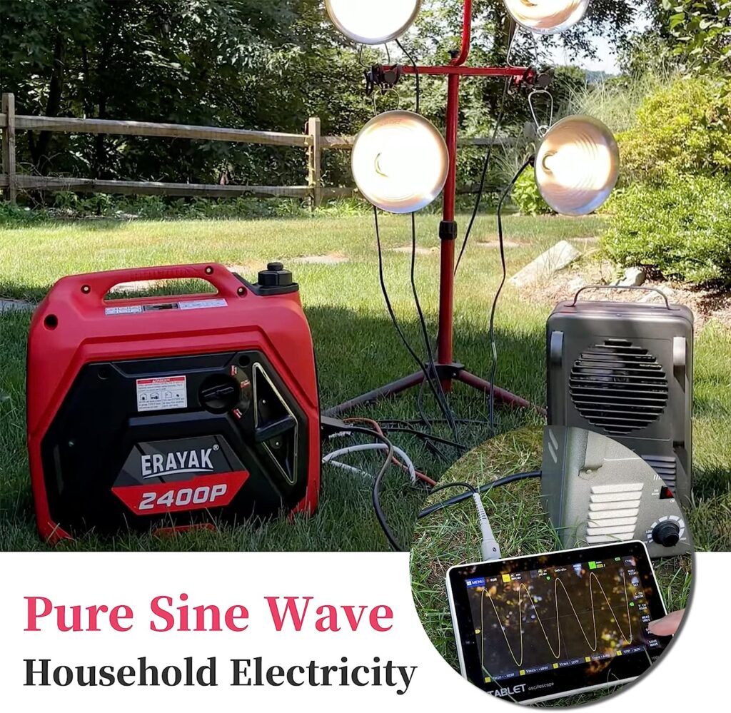 ERAYAK 2400W Portable Inverter Generator Gas-Powered, Ultra-Quiet Gas Engine RV Ready, EPA Compliant, Eco-Mode Feature, CompactUltra Lightweight for Backup Home Use,Tailgating Camping ERAYAK 2400W Portable Inverter Generator Gas-Powered, Ultra-Quiet Gas Engine RV Ready, EPA Compliant, Eco-Mode Feature, CompactUltra Lightweight for Backup Home Use,Tailgating Camping