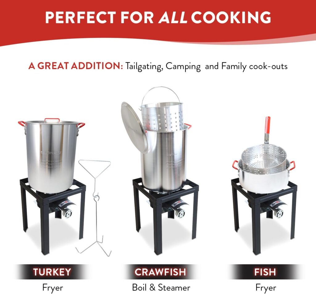 GasOne Turkey Fryer 30 QT Cooker Set and 10 QT Fish Fryer Craw Fish Boiler Steamer Complete Set,Black GasOne Turkey Fryer 30 QT Cooker Set and 10 QT Fish Fryer Craw Fish Boiler Steamer Complete Set,Black