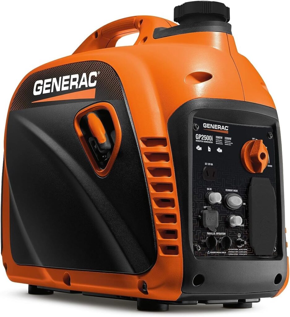 Generac 8250 GP2500i 2,500-Watt Gas Powered Portable Inverter Generator - Compact and Lightweight Design with Parallel Capability - Produces Clean, Stable Power - CARB Compliant