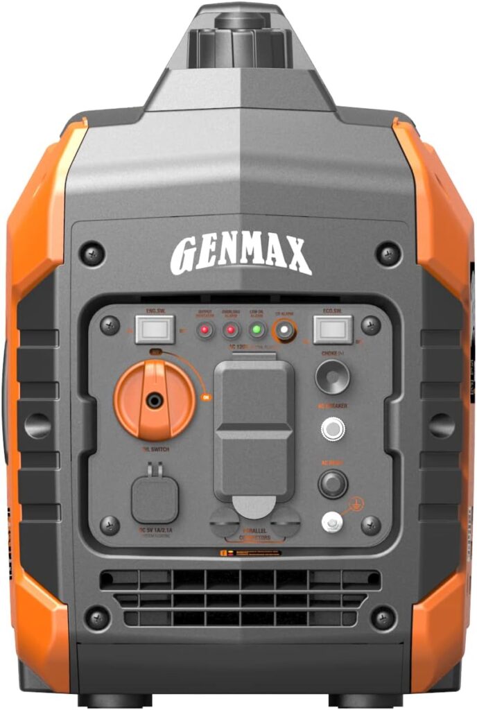 GENMAX Portable Inverter Generator, 2000W Ultra Quiet Gas Engine, EPA Compliant, Eco Mode Function, Ultra Light, Suitable for Backup Home and Camping(GM2000i)