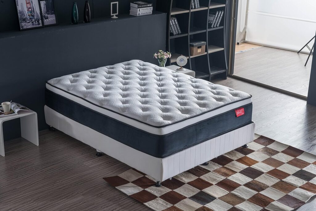 Jacia House King Mattress, 12 Inch Pillow-Top Pocket Spring Hybrid Mattress - Bed in a Bag - 100% Natural Latex Double Hybrid Firm Mattress King