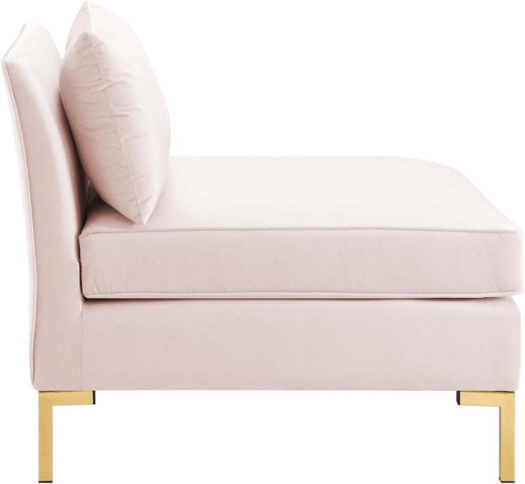 Modway Ardent Performance Velvet Sectional Sofa, 7-Piece Set, Pink