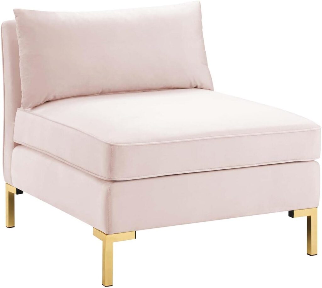 Modway Ardent Performance Velvet Sectional Sofa, 7-Piece Set, Pink