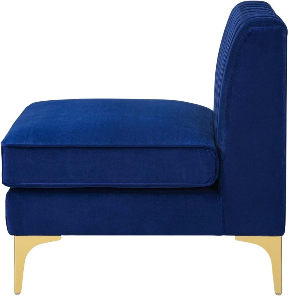 Modway Triumph Channel Tufted Performance Velvet 6-Piece Sectional Sofa, Navy