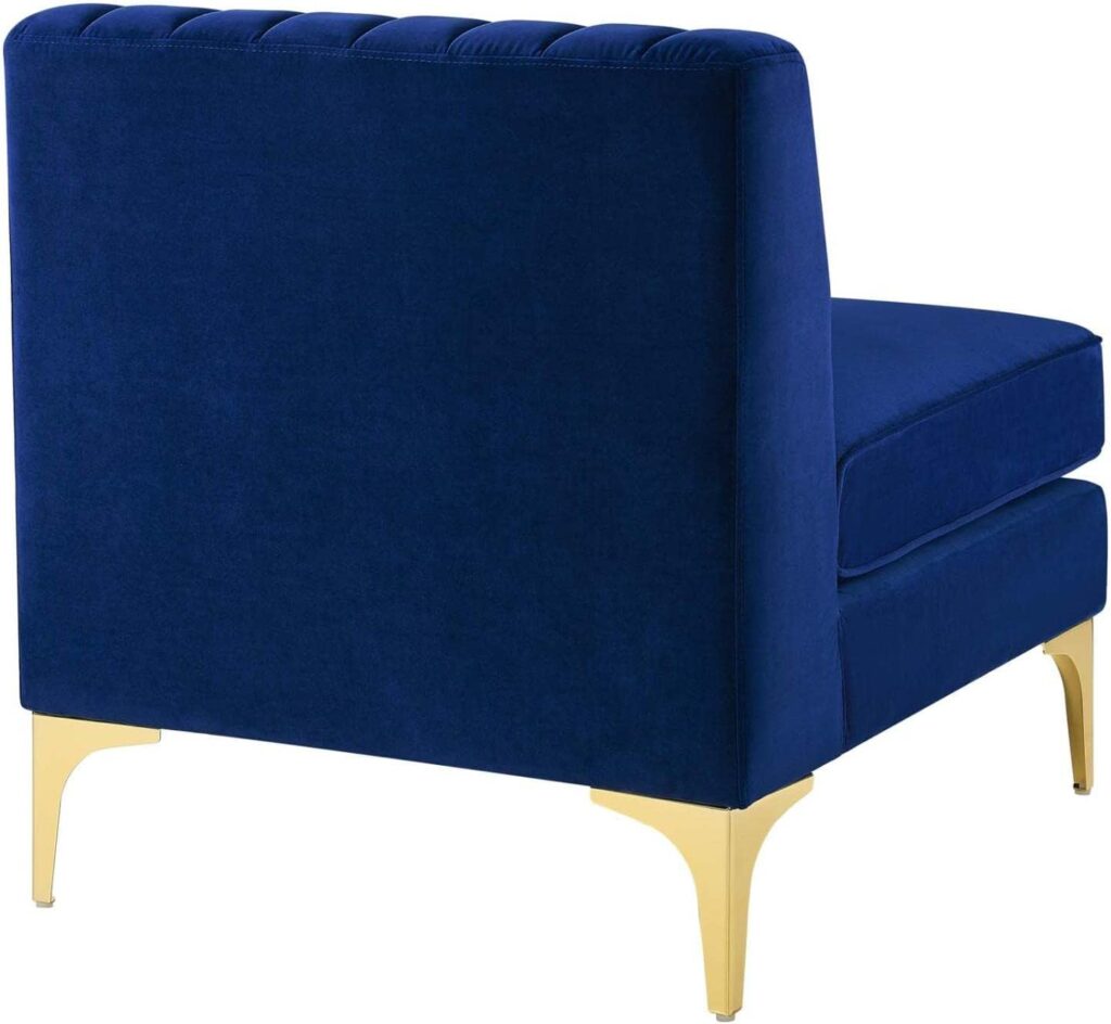 Modway Triumph Channel Tufted Performance Velvet 6-Piece Sectional Sofa, Navy