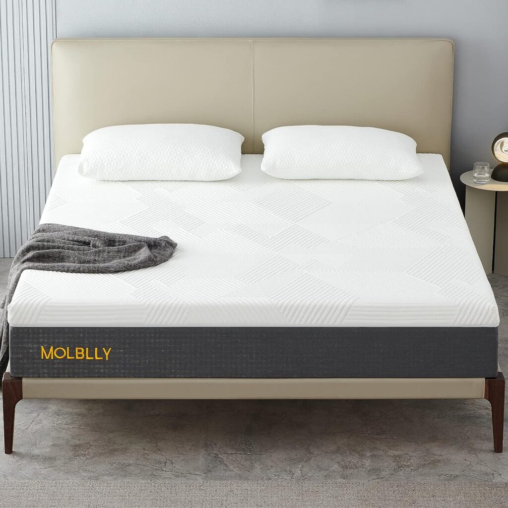 Molblly 14 Inches Full Size Mattress for Back Pain Relief, Gel Memory Foam Mattress in a Box, Fiberglass Free, Medium Firm, 10-Year Support, Premium Full Bed