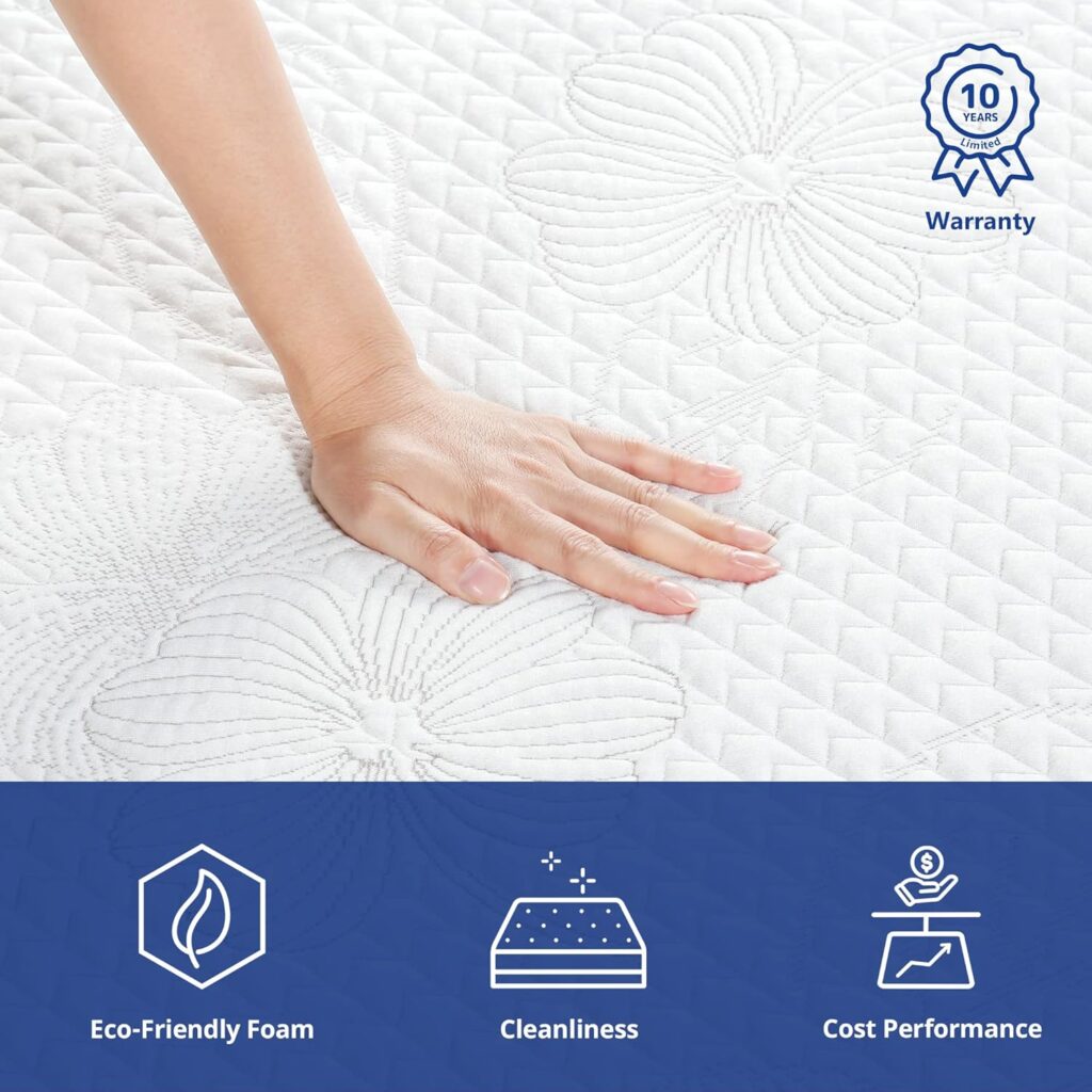 Olee Sleep 8 Inch Ventilated Gel Infused Memory Foam Mattress, CertiPUR-US® Certified, Gray, Full