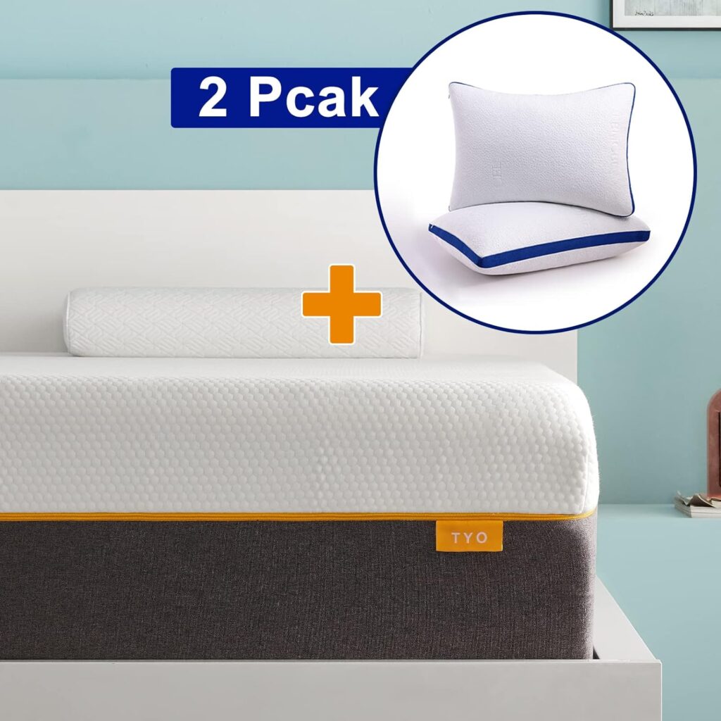 OYT 14 Queen Size Mattress and Queen Size Pillow 2 Pack, Gel Memory Foam Twin Bed Mattress in a Box and Cooling Shredded Memory Foam Pillows with CertiPUR-US Certified Foam for Sleep Supportive OYT 14 Queen Size Mattress and Queen Size Pillow 2 Pack, Gel Memory Foam Twin Bed Mattress in a Box and Cooling Shredded Memory Foam Pillows with CertiPUR-US Certified Foam for Sleep Supportive