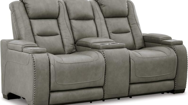 Signature Design by Ashley The Man-Den Leather Power Reclining Loveseat Review 1 signature design by ashley the man den leather power reclining loveseat review
