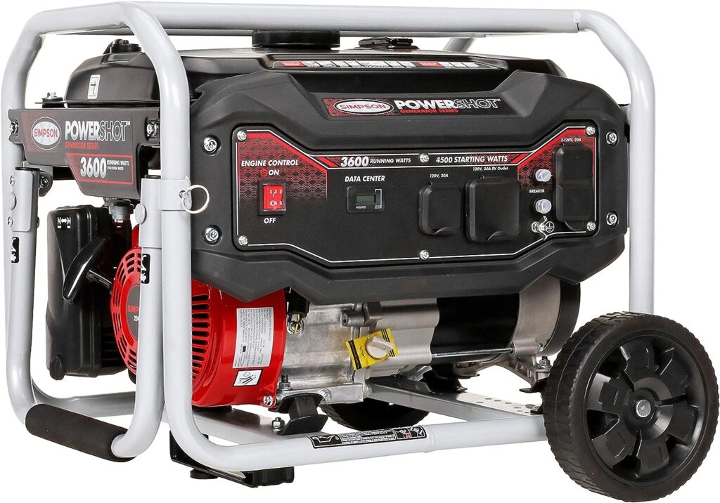 SIMPSON Cleaning SPG3645 Portable Gas Generator and Power Station for Camping, RV, Home Use, Construction, and More, 3600 Running Watts 4500 Starting Watts