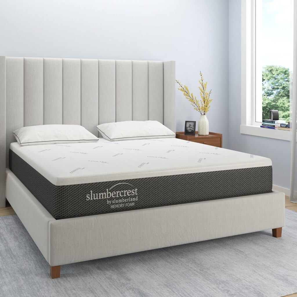 Slumbercrest by Slumberland Memory Foam 10 inch Queen Size Mattress Bed with Copper Cooling Cover and Cooling Infused Gel-Foam - Pressure Relieving Base Foam Provides Comfort, Stability, and Support Slumbercrest by Slumberland Memory Foam 10 inch Queen Size Mattress Bed with Copper Cooling Cover and Cooling Infused Gel-Foam - Pressure Relieving Base Foam Provides Comfort, Stability, and Support
