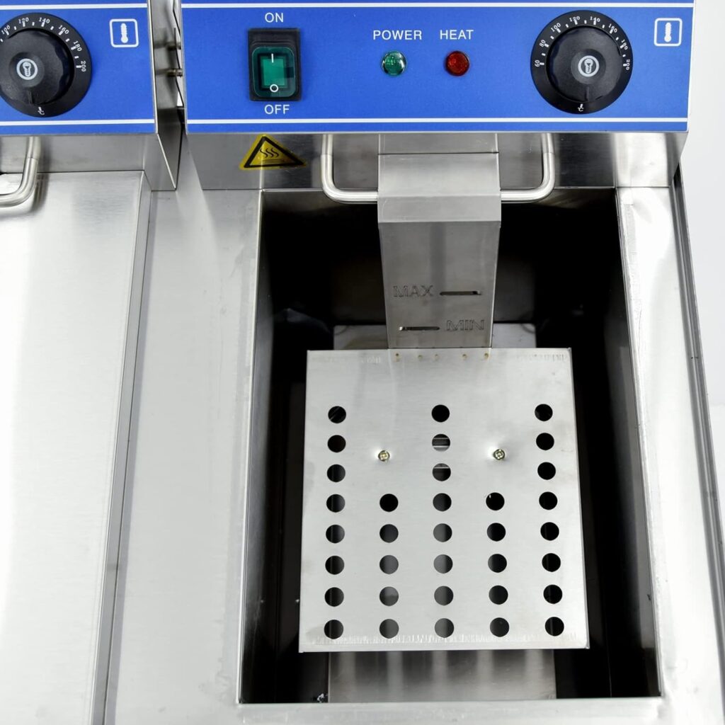 TAIMIKO Commercial Deep Fryer, Stainless Steel Countertop Doule Tank Electric Deep Fryer with Handle,Basket,Lid,Drain (1500W×2, 6L×2) TAIMIKO Commercial Deep Fryer, Stainless Steel Countertop Doule Tank Electric Deep Fryer with Handle,Basket,Lid,Drain (1500W×2, 6L×2)