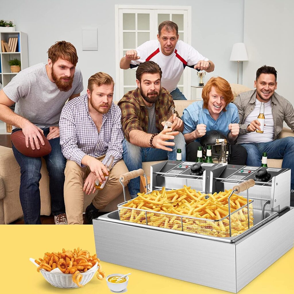 TANGME Commercial Deep Fryer, 3400w Electric Turkey Fryer with Large Basket, 22L/23.25QT 1mm Thickened Stainless Steel Countertop Oil Fryer with Temperature Limiter for Restaurant and Snack Bar: Home  Kitchen TANGME Commercial Deep Fryer, 3400w Electric Turkey Fryer with Large Basket, 22L/23.25QT 1mm Thickened Stainless Steel Countertop Oil Fryer with Temperature Limiter for Restaurant and Snack Bar: Home  Kitchen