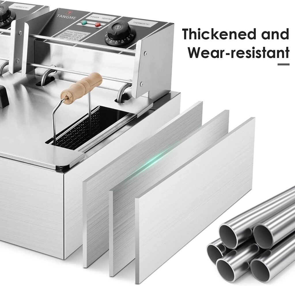 TANGME Commercial Deep Fryer, 3400w Electric Turkey Fryer with Large Basket, 22L/23.25QT 1mm Thickened Stainless Steel Countertop Oil Fryer with Temperature Limiter for Restaurant and Snack Bar: Home  Kitchen TANGME Commercial Deep Fryer, 3400w Electric Turkey Fryer with Large Basket, 22L/23.25QT 1mm Thickened Stainless Steel Countertop Oil Fryer with Temperature Limiter for Restaurant and Snack Bar: Home  Kitchen