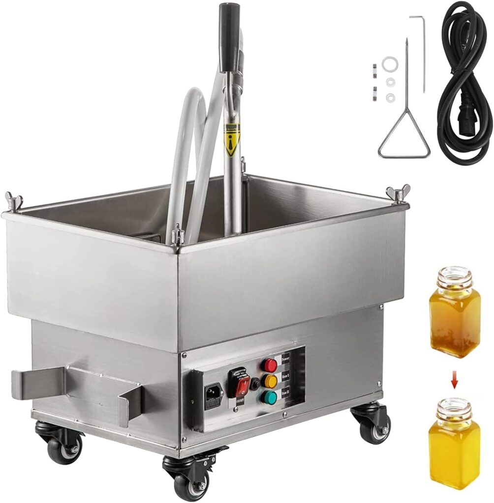 VEVOR Mobile Fryer Filter, 300W Oil Filtration System with 5 L/min Flow Rate, Frying Oil Filtering System with 10 L/min Pump Wheels Oil Hose, 110V/60Hz (22L)