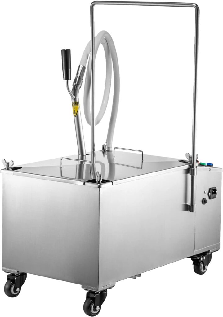 VEVOR Mobile Fryer Filter, 300W Oil Filtration System with 5 L/min Flow Rate, Frying Oil Filtering System with 10 L/min Pump Wheels Oil Hose, 110V/60Hz (22L)