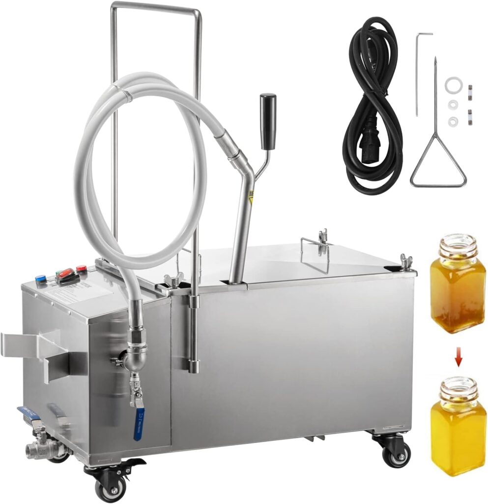 VEVOR Mobile Fryer Filter, 80 LBS/40 L/10.56 Gal Capacity, 300W Oil Filtration System with 5 L/min Flow Rate, Mobile Frying Oil Filtering System with 10 L/min Pump  Oil Hose, 110V/60Hz