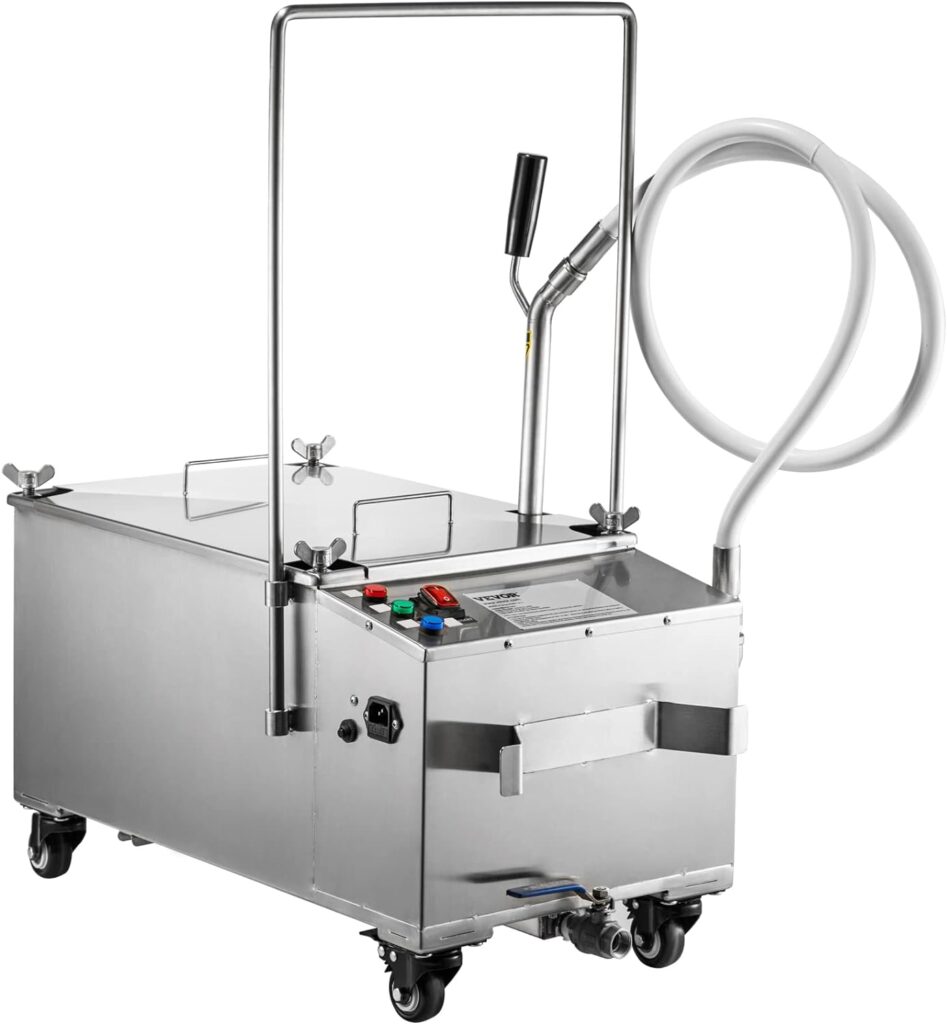 VEVOR Mobile Fryer Filter, 80 LBS/40 L/10.56 Gal Capacity, 300W Oil Filtration System with 5 L/min Flow Rate, Mobile Frying Oil Filtering System with 10 L/min Pump  Oil Hose, 110V/60Hz