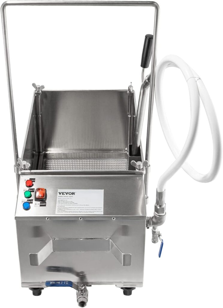 VEVOR Mobile Fryer Filter, 80 LBS/40 L/10.56 Gal Capacity, 300W Oil Filtration System with 5 L/min Flow Rate, Mobile Frying Oil Filtering System with 10 L/min Pump  Oil Hose, 110V/60Hz