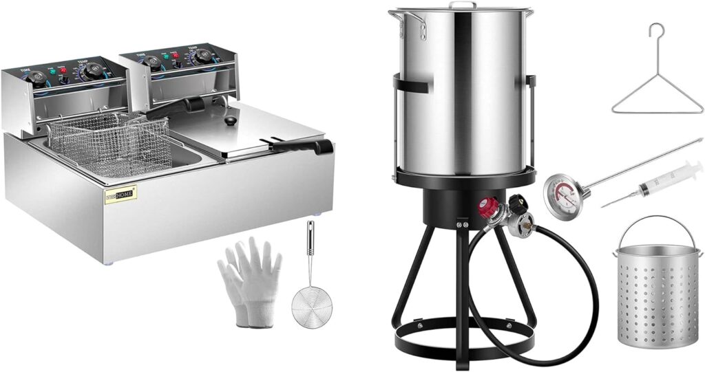 VIVOHOME 5000W 20.7 Qt Electric Deep Fryer with 30 Qt. Aluminum Turkey Deep Fryer Pot