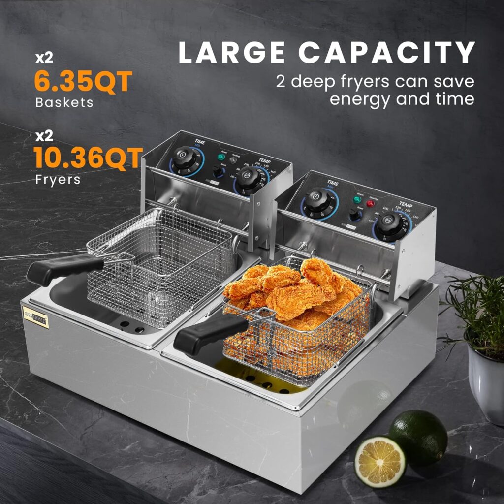 VIVOHOME 5000W 20.7 Qt Electric Deep Fryer with 30 Qt. Aluminum Turkey Deep Fryer Pot