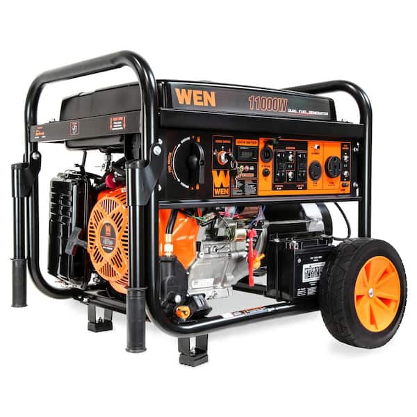 WEN DF1100T 11,000-Watt 120V/240V Dual Fuel Portable Generator with Wheel Kit and Electric Start - CARB Compliant, Black WEN DF1100T 11,000-Watt 120V/240V Dual Fuel Portable Generator with Wheel Kit and Electric Start - CARB Compliant, Black