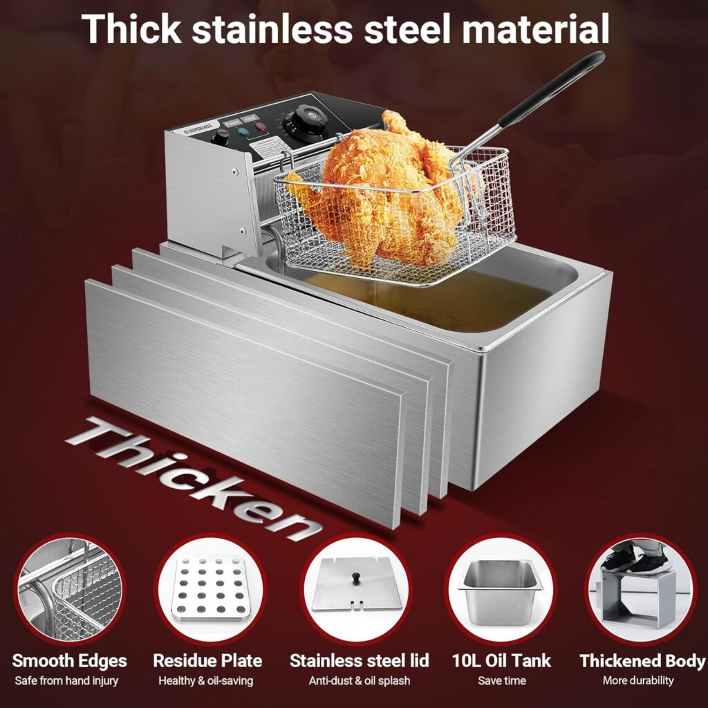 Wesoky 20.7 Qt Commercial Electric Deep Fryer with 2 Baskets, 2x6L Large Dual Tank Electric Deep Fryer Countertop for French Fries Turkey Restaurant Home Fast Oil Fryer with Temperature Control