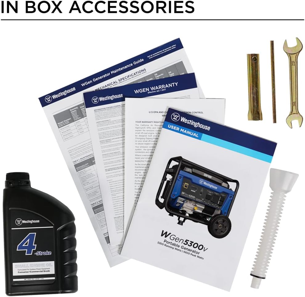 Westinghouse Outdoor Power Equipment 6600 Peak Watt Home Backup Portable Generator, Electric Start, Transfer Switch Ready 30A Outlet, RV Ready 30A Outlet, CO Sensor, CARB Compliant,Blue