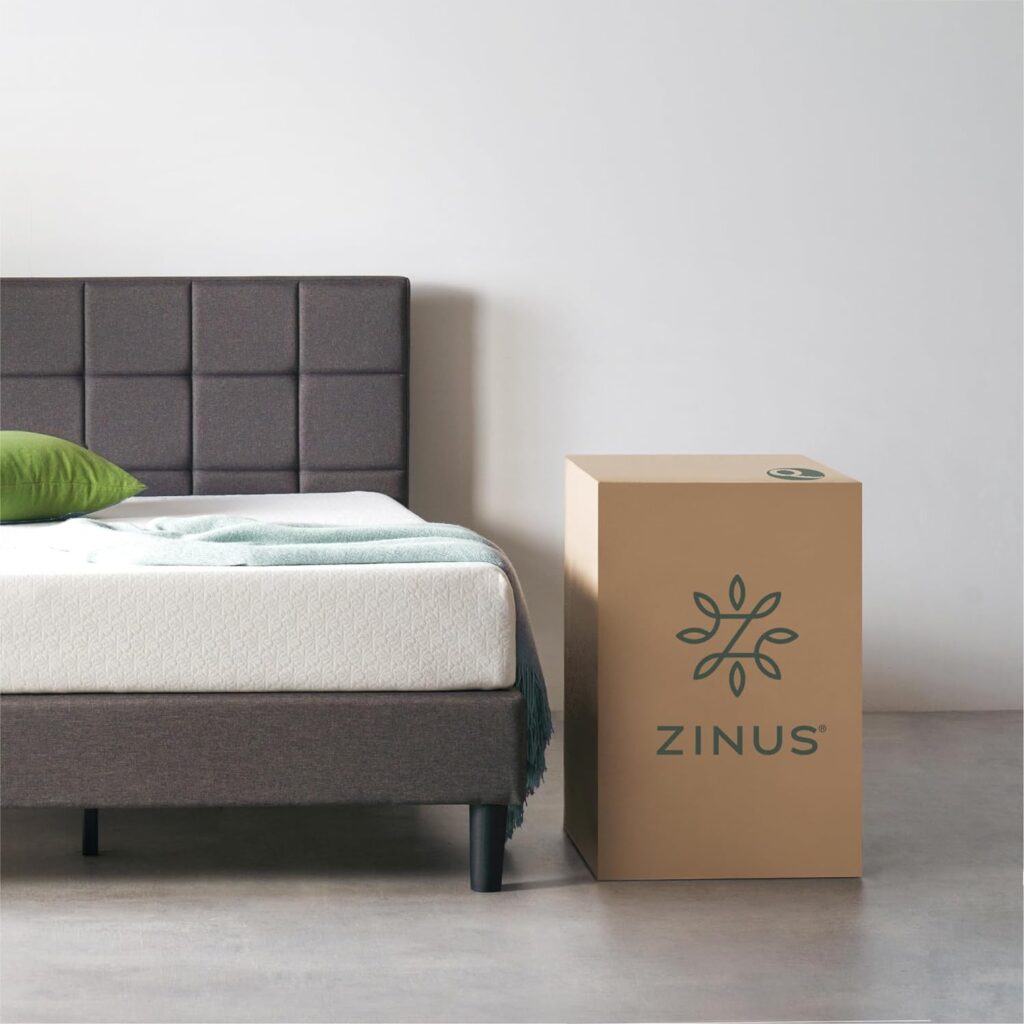 Zinus 8” Green Tea ActivFresh(R) Memory Foam Mattress, Bed-in-a-Box with Compact WONDERBOX Packaging, CertiPUR-US(R) Certified, Queen,White