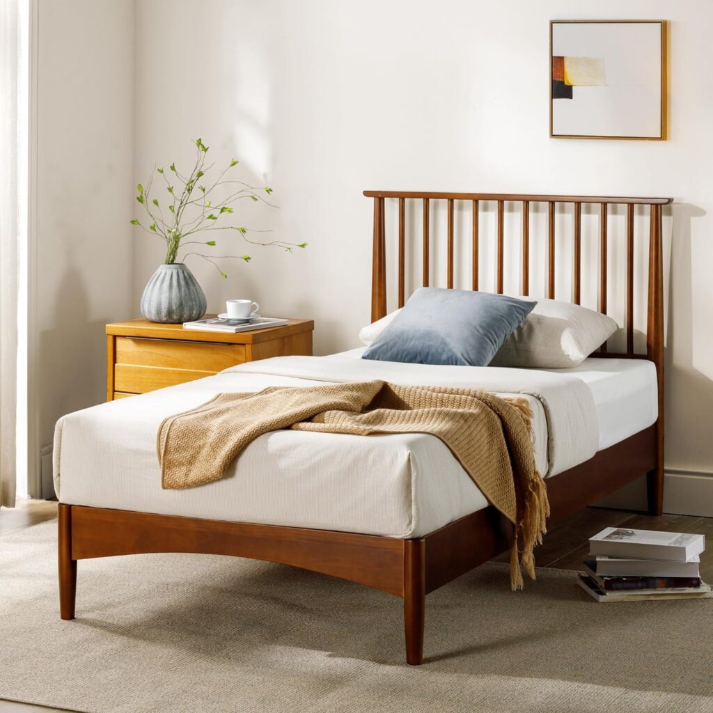 ZINUS Linda Mid Century Wood Platform Bed Frame / Solid Wood Foundation / Wood Slat Support / No Box Spring Needed / Easy Assembly, Twin