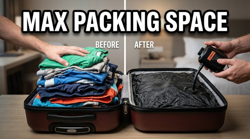 DOUBLE STORAGE EASY SETUP? Carrivio Travel Vacuum Bags with Battery-Free Vacuum Pump CheckIn Luggage