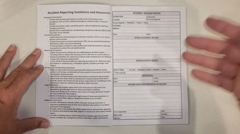 CLEAR-INSTRUCTIONS EASY-USE? Accident Report Book Hse Gdpr Compliant Review Unboxing D&Z Loog Press