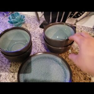TEXTURE - Review of Pfaltzgraff Maddox Dinnerware Teal Review Unboxing Pfaltzgraff Demo Test