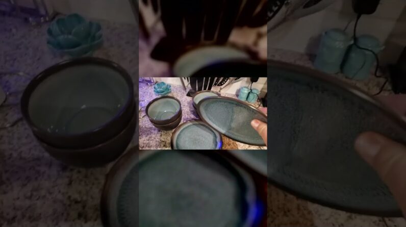 TEXTURE - Review of Pfaltzgraff Maddox Dinnerware Teal Review Unboxing Pfaltzgraff Demo Test