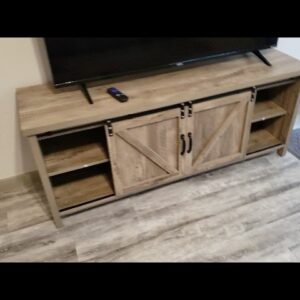 EASY SLIDE - Review of Rustic Barn Door Tv Stand Review Unboxing Catrimown Demo Test