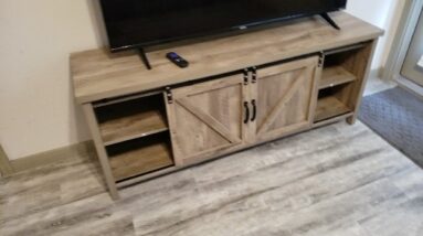 EASY SLIDE - Review of Rustic Barn Door Tv Stand Review Unboxing Catrimown Demo Test
