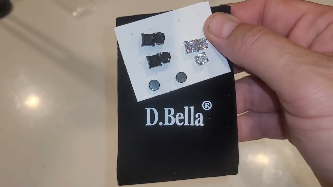SQUEEZE-TOO-HARD? ? D.Bella Men's Magnetic Stud Earrings Review Unboxing Demo Try-On